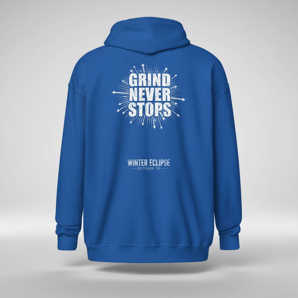 Man - The Grind Never Stops Hoodie - Winter Eclipse Oct '25 - AMAZEA