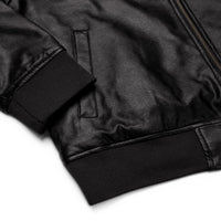 "NOTHING GROWS IN COMFORT" Leather Bomber Jacket - AMAZEA