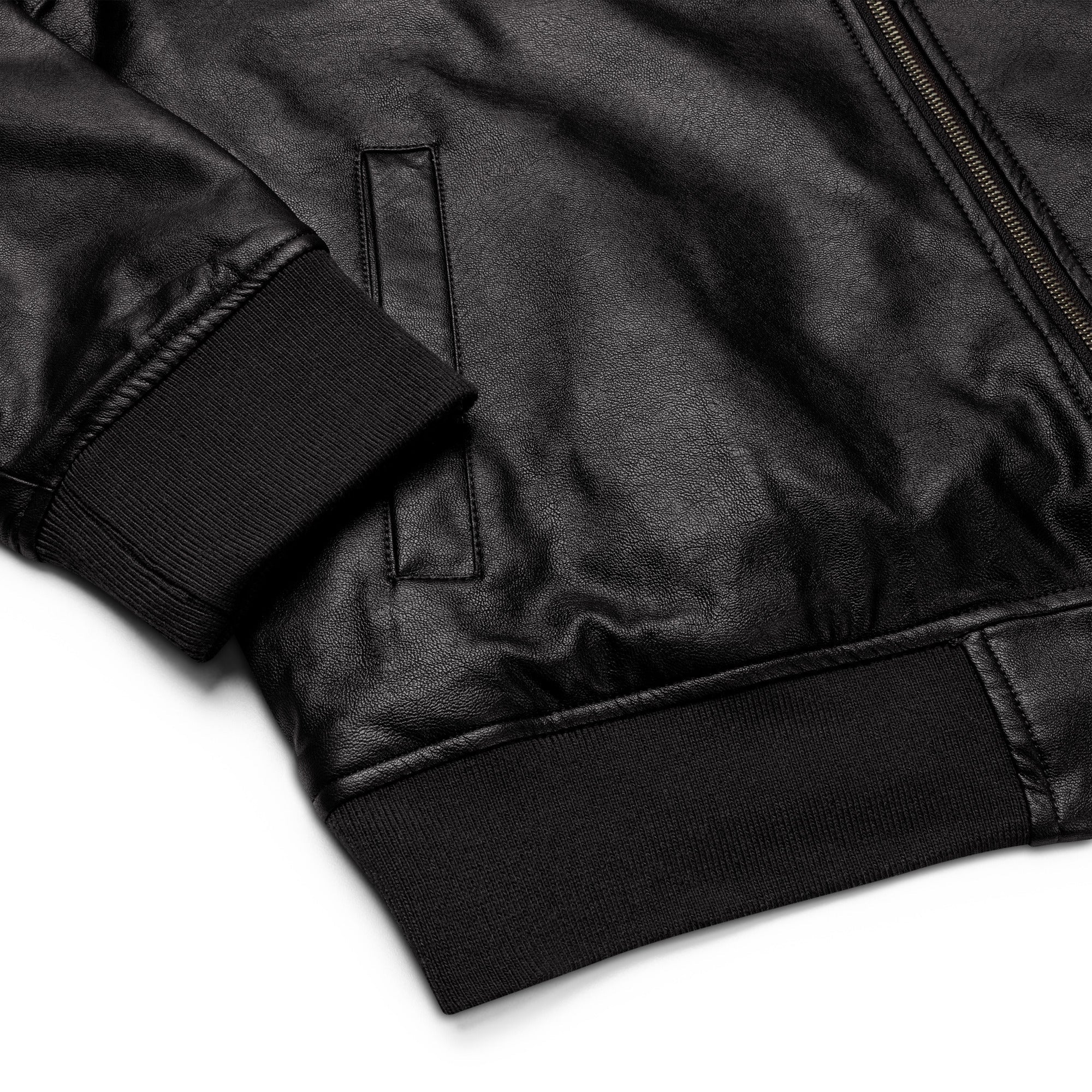 "NOTHING GROWS IN COMFORT" Leather Bomber Jacket - AMAZEA