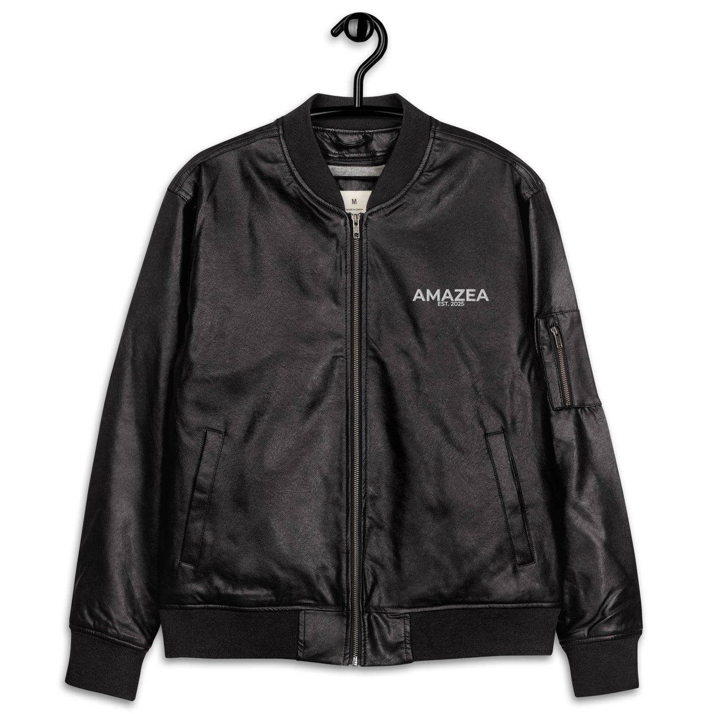 "NOTHING GROWS IN COMFORT" Leather Bomber Jacket - AMAZEA
